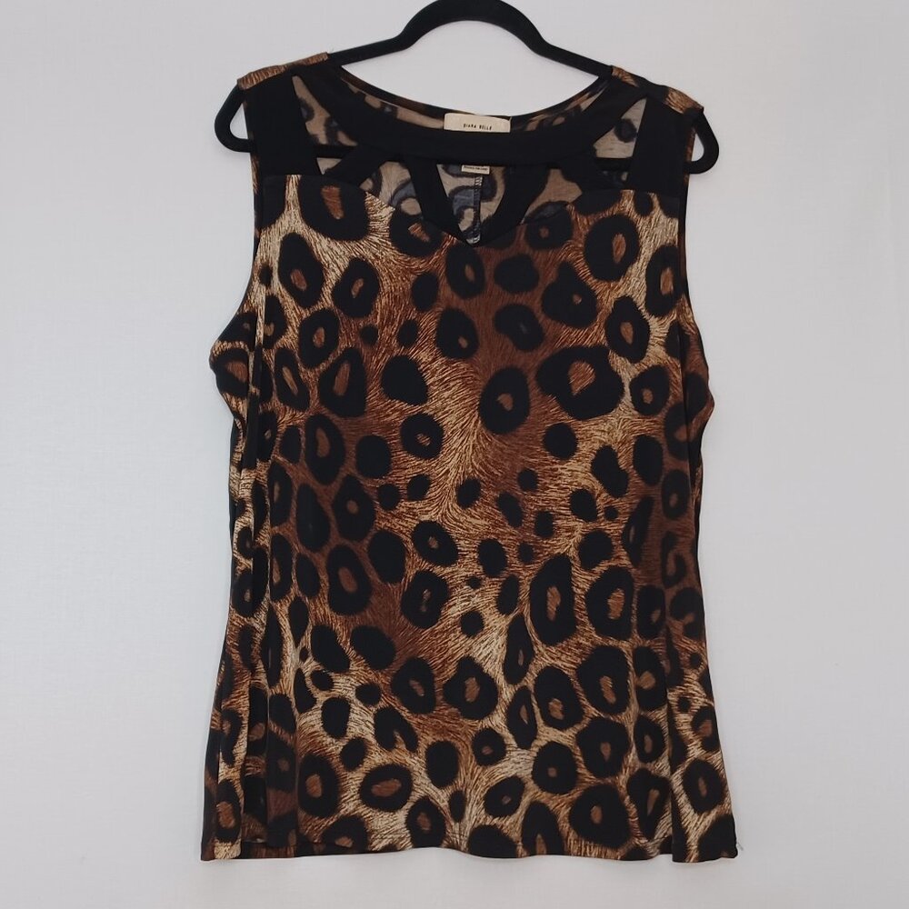 Women's Diana Belle Cheeta Print Sleeveless Blouse/Tank‎ Size XL